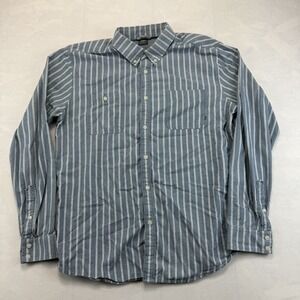 Element Men's Large Button Down Shirt Blue White Stripe Long Sleeve Skate